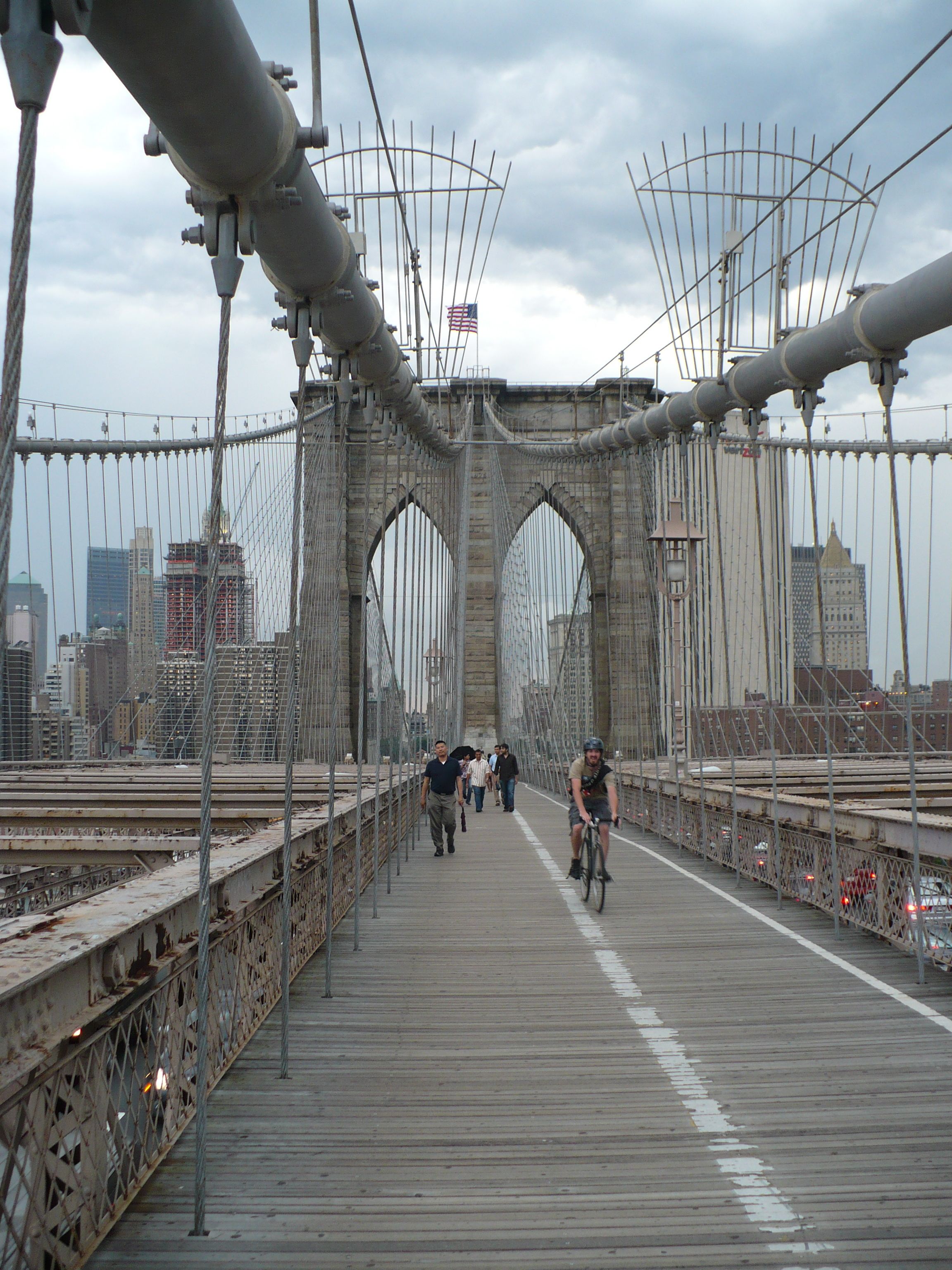 Walking across the Brooklyn Bridge